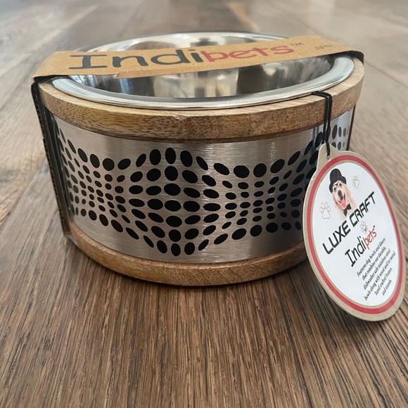 NEW Indipets wood stainless DOG Bowls - Picture 2 of 6